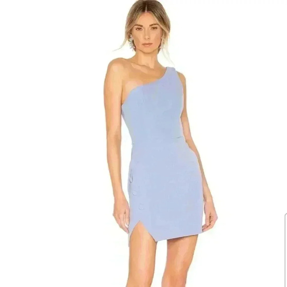 NBD Revolve Aldon One Shoulder Asymmetrical Mini Dress In Periwinkle Blue Small - Picture 1 of 11